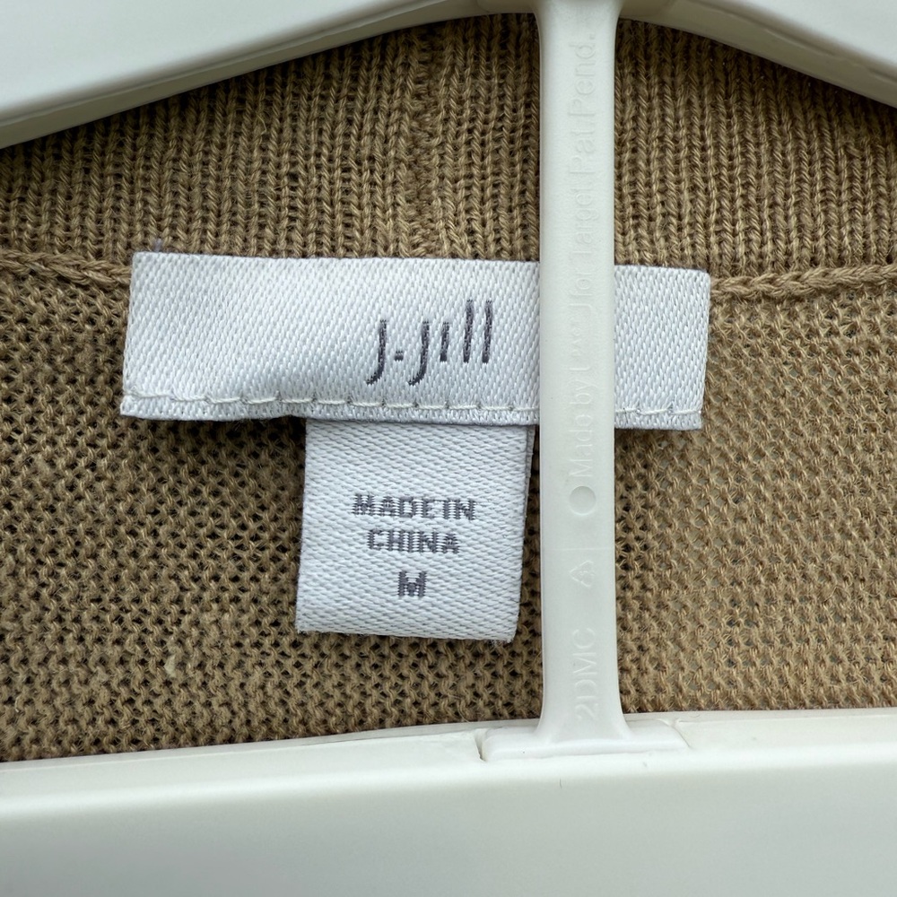 J Jill Cardigan Women's L Tan Open Front Linen Blend Fringe Sleeves Size Large - Picture 5 of 6